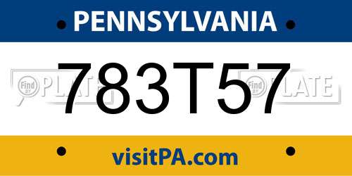 783T57 Pennsylvania License Plate