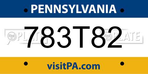 783T82 Pennsylvania License Plate