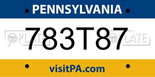 783T87 Pennsylvania License Plate