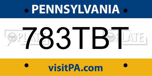 783TBT Pennsylvania License Plate
