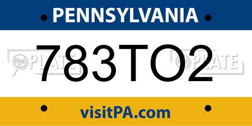 783TO2 Pennsylvania License Plate