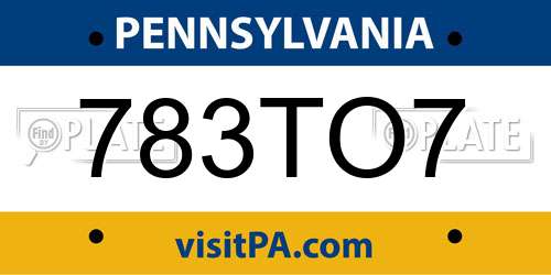 783TO7 Pennsylvania License Plate