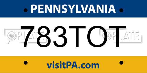 783TOT Pennsylvania License Plate