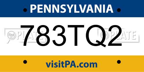 783TQ2 Pennsylvania License Plate