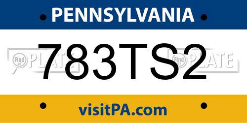 783TS2 Pennsylvania License Plate