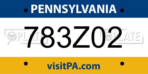 783Z02 Pennsylvania License Plate