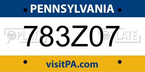 783Z07 Pennsylvania License Plate