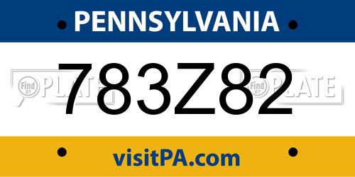 783Z82 Pennsylvania License Plate