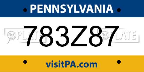 783Z87 Pennsylvania License Plate