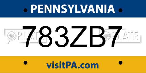 783ZB7 Pennsylvania License Plate