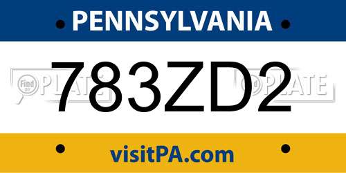 783ZD2 Pennsylvania License Plate