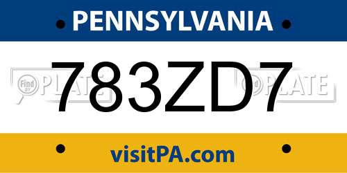 783ZD7 Pennsylvania License Plate