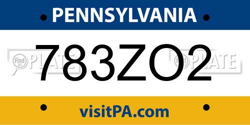 783ZO2 Pennsylvania License Plate