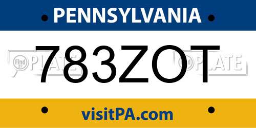 783ZOT Pennsylvania License Plate