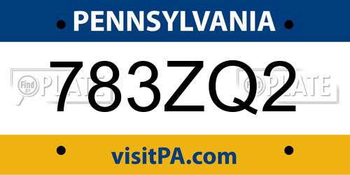 783ZQ2 Pennsylvania License Plate