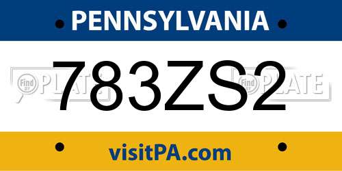 783ZS2 Pennsylvania License Plate