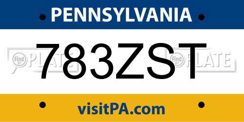783ZST Pennsylvania License Plate