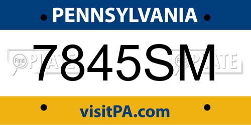 7845SM Pennsylvania License Plate