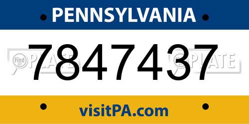 7847437 Pennsylvania License Plate