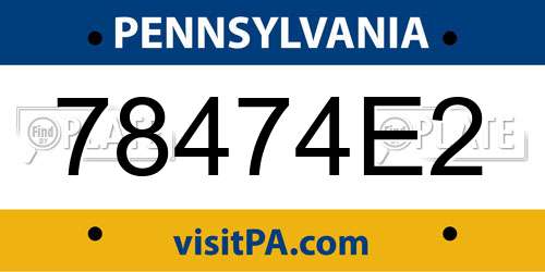 78474E2 Pennsylvania License Plate