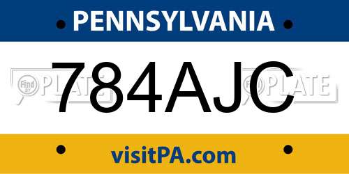 784AJC Pennsylvania License Plate