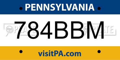 784BBM Pennsylvania License Plate
