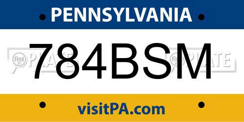 784BSM Pennsylvania License Plate
