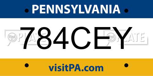 784CEY Pennsylvania License Plate