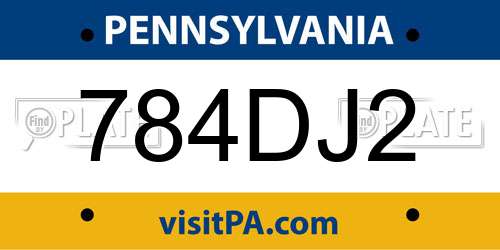 784DJ2 Pennsylvania License Plate