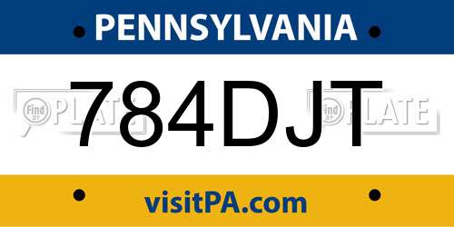 784DJT Pennsylvania License Plate