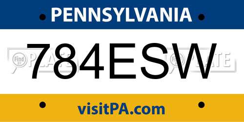 784ESW Pennsylvania License Plate