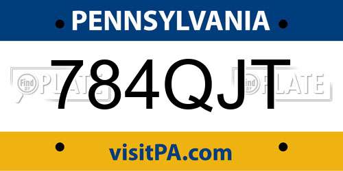 784QJT Pennsylvania License Plate