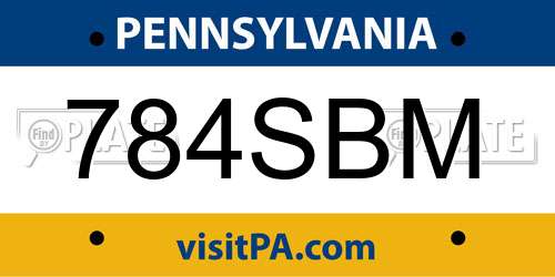 784SBM Pennsylvania License Plate
