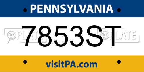 7853ST Pennsylvania License Plate
