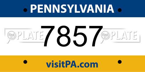 7857 Pennsylvania License Plate