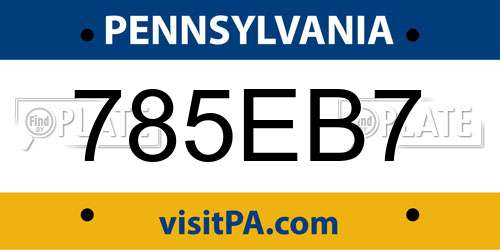 785EB7 Pennsylvania License Plate