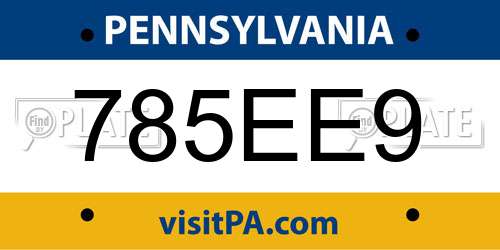 785EE9 Pennsylvania License Plate