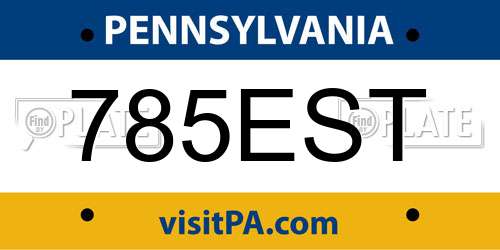 785EST Pennsylvania License Plate