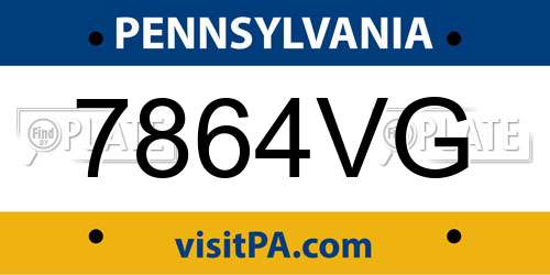 7864VG Pennsylvania License Plate