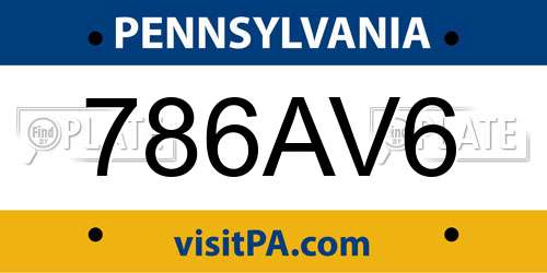 786AV6 Pennsylvania License Plate