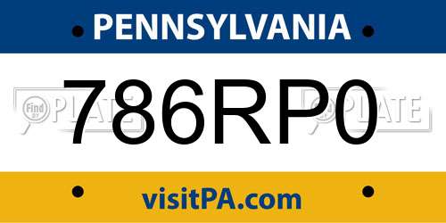 786RP0 Pennsylvania License Plate