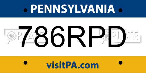 786RPD Pennsylvania License Plate