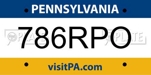 786RPO Pennsylvania License Plate