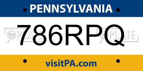 786RPQ Pennsylvania License Plate