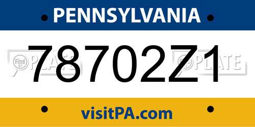 78702Z1 Pennsylvania License Plate