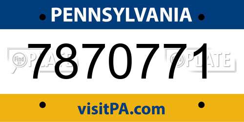 7870771 Pennsylvania License Plate