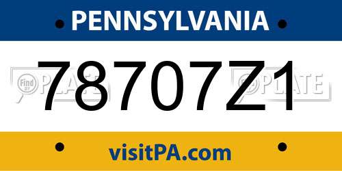 78707Z1 Pennsylvania License Plate