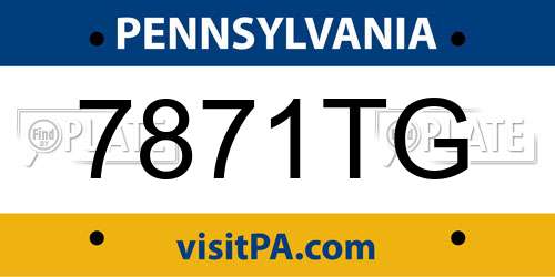7871TG Pennsylvania License Plate