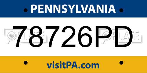 78726PD Pennsylvania License Plate