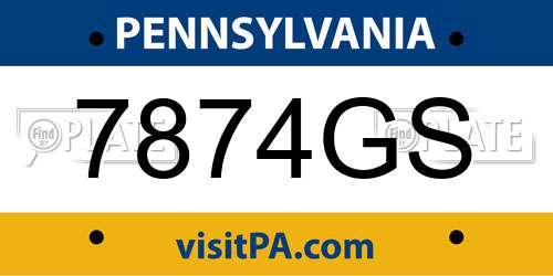 7874GS Pennsylvania License Plate